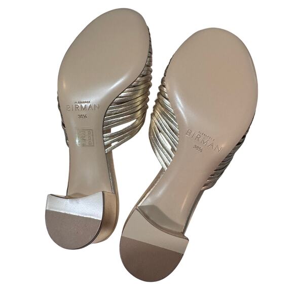 New Alexandre Birman Gold Braided Woven Ellie Block Heel Sandals Size 36.5 W/Box - Picture 10 of 12